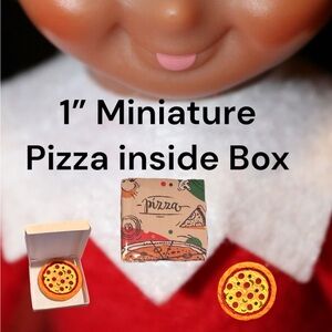 Elf On the Shelf Miniature 1” resin Pizza Inside Box Barbie Doll mini size new